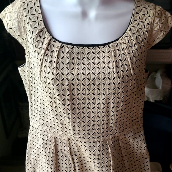 Calvin Klein black * Tan beautiful eyelet dress sz10p - Picture 6 of 9